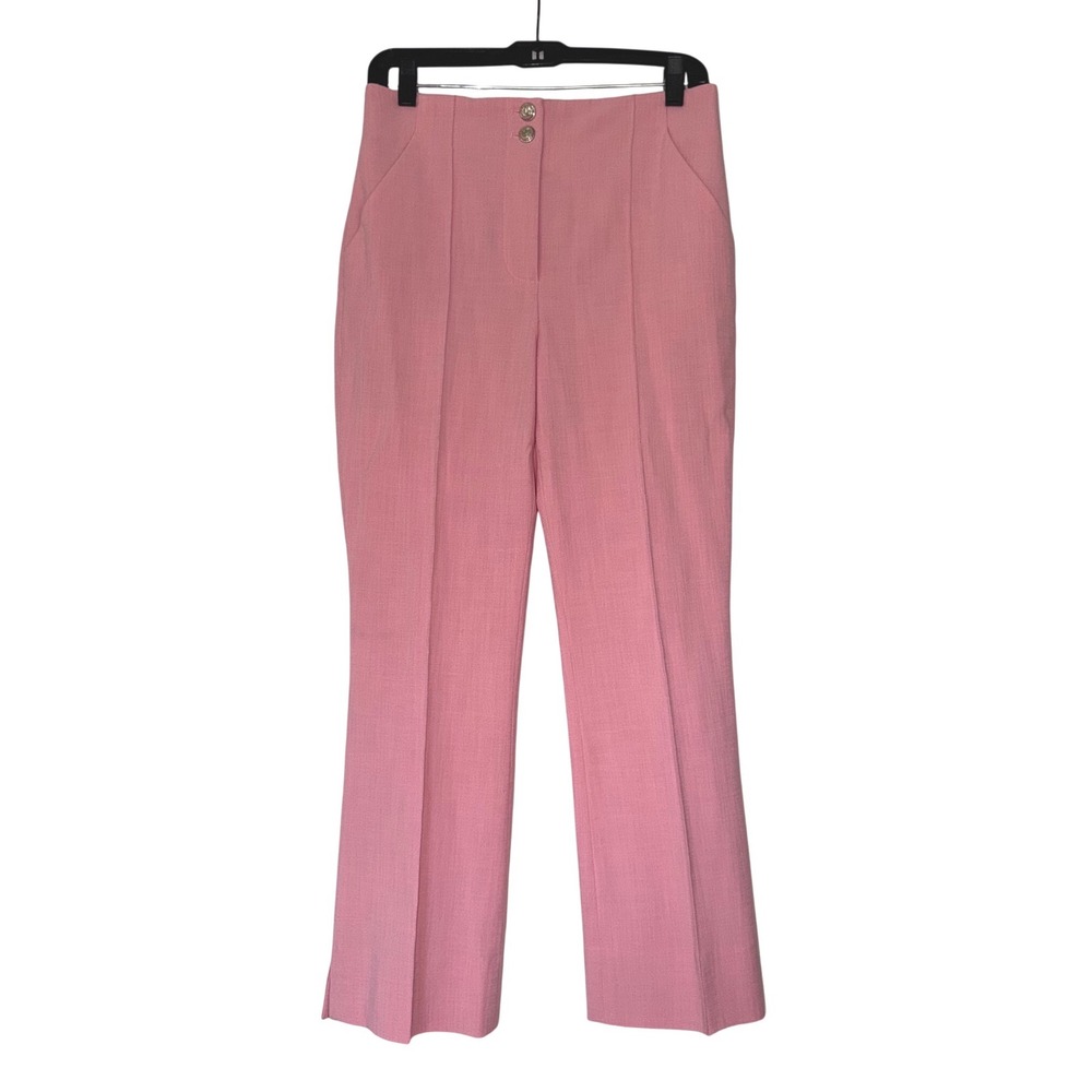 Veronica Beard Pink Kean High Waisted Wide Leg Tailored Trousers Pants Size 6